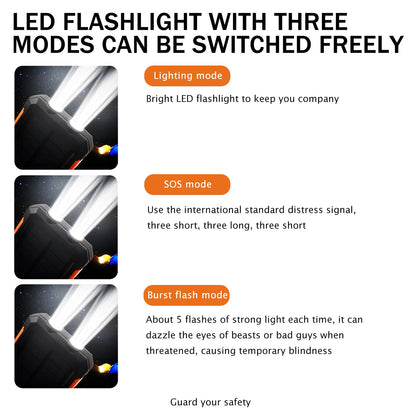 30000mAh Solar Power Bank Portable Charging Poverbank Dual 5V USB Ports 2 LED Light Flashlight for Iphone Outdoor Camping Hik