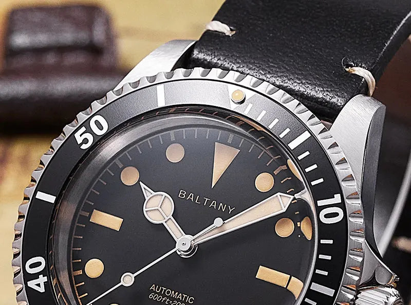 Baltany Men Automatic Watch 39mm Mechaical Wristwatch Sapphire Diver 20ATM Waterproof C3 Luminous NH38 Ceramic Bezel