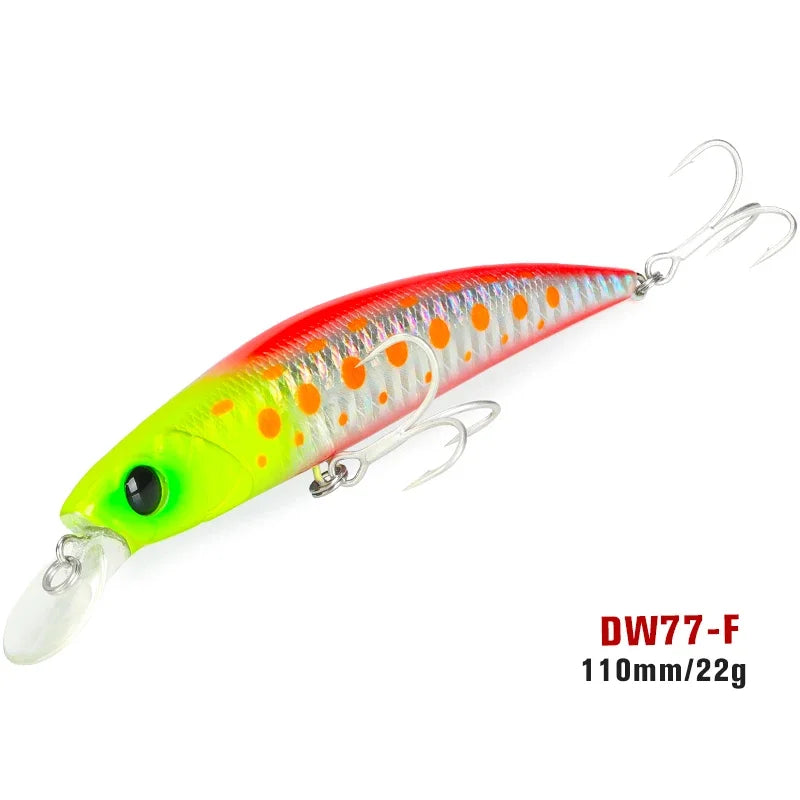 Sinking Minnow 110S DW77 110mm 22g Long Casting Fishing Lure Large Trout Seabass Sea Fishing Hard bait