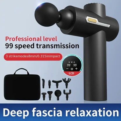 Massage Gun LED Display Fascia Deep Muscle Relax Body Massager Electric Fitness Equipment Noise Reduction