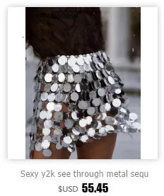 Clothes metal sequin crop top women clothing summer cropped halter tank top hotwife nightclub party tops rave outfits