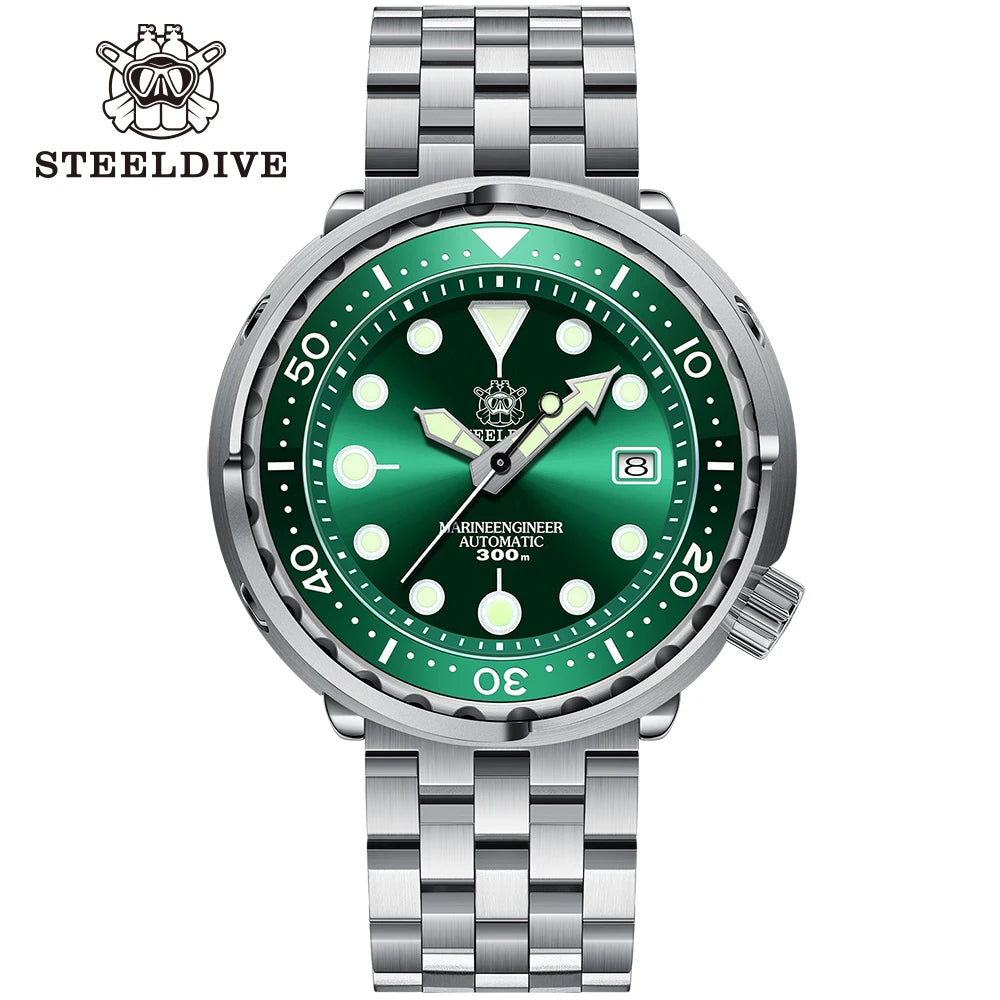 STEELDIVE SD1975 Mens Automatic Watches Men Dive Watch 300m Waterproof Mechanical Wristwatch C3 Luminous Clock Sapphire Mirror