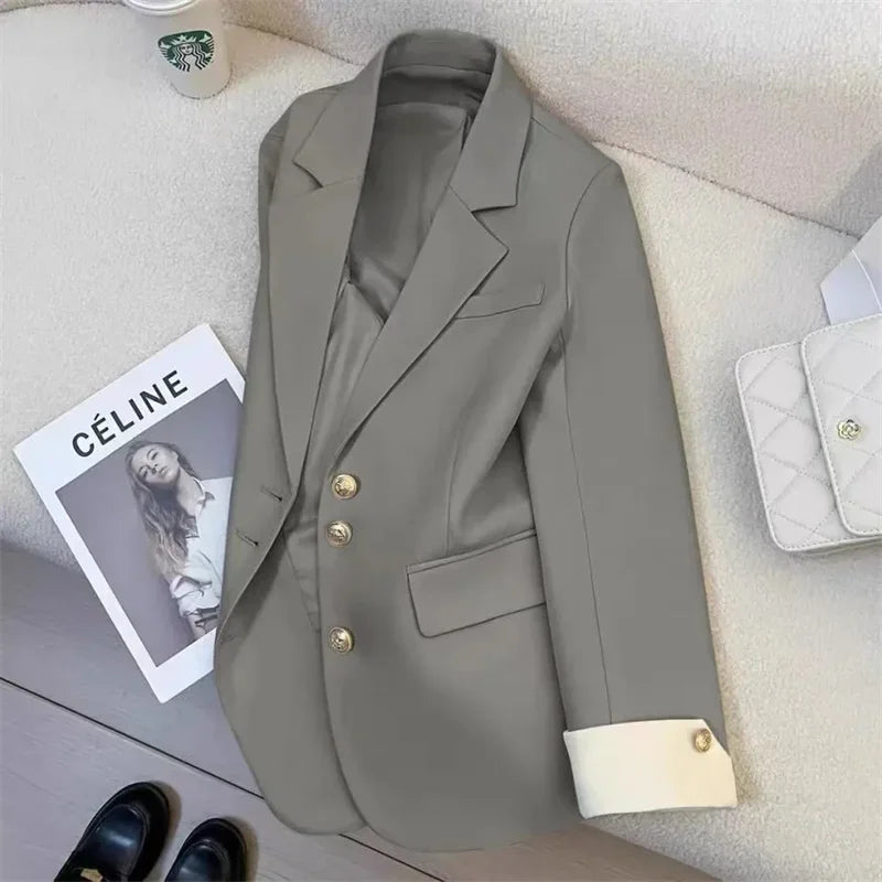 New Women Suit Coat Elegant Sports Casual Blazer Korean Fashion Jacket Spring Autumn 12 Color Office Ladies Clothing Basic Coat