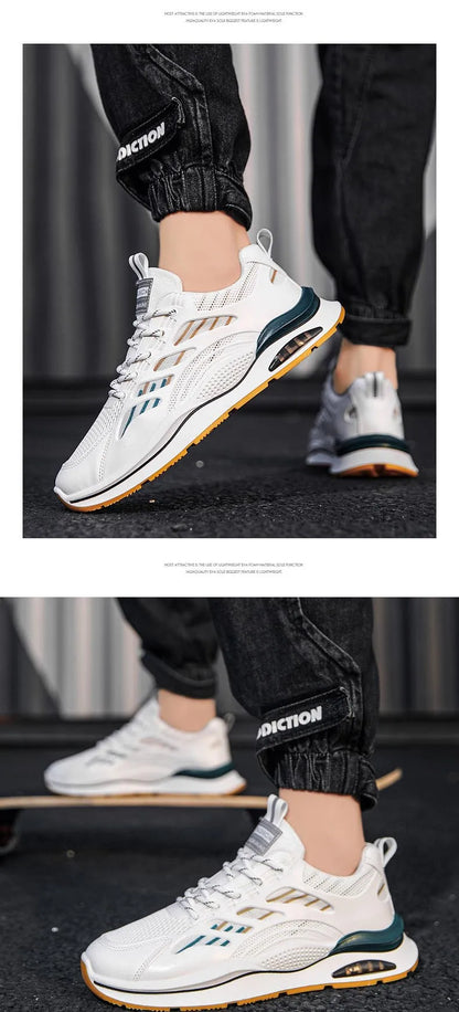 Men's Lightweight Wear-Resistant Sneakers, Anti-Slip Running Shoes, Casual White Footwear, Summer Outdoor Sports Shoes, New