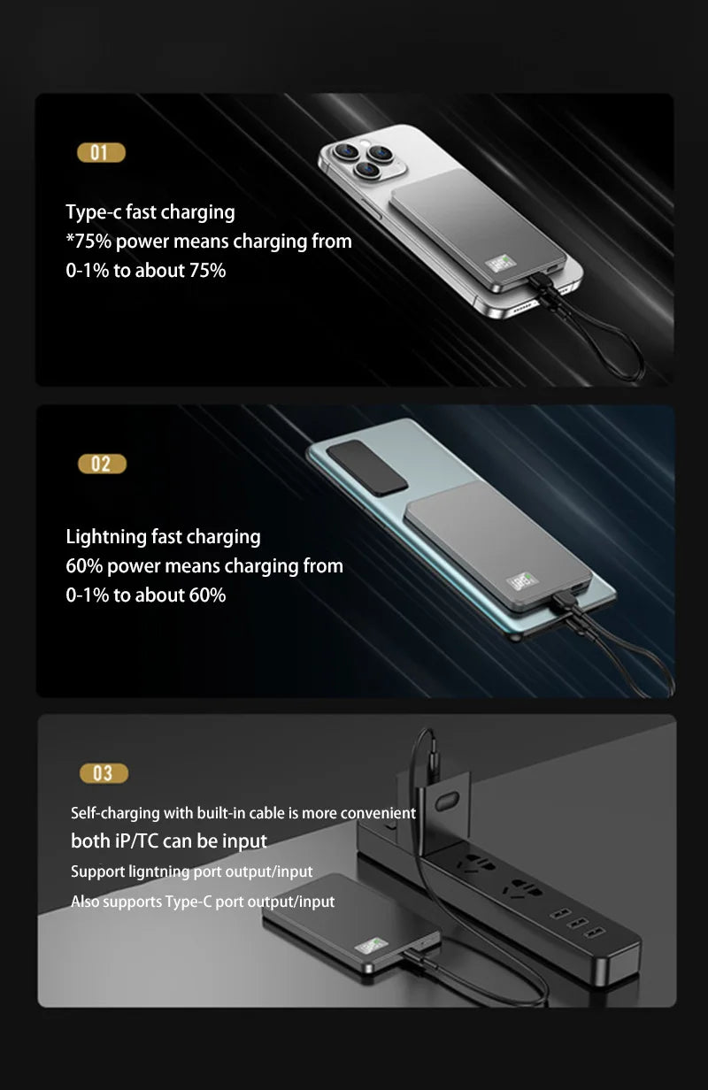 500000mAh Magnetic Power Bank Portable Wireless PD22.5W Fast Charging External Battery for Magsafe For iPhone Samsung