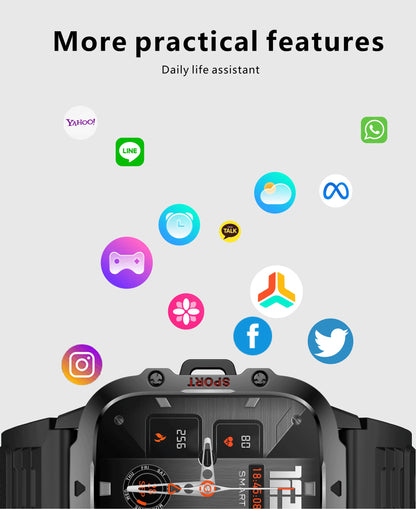 LIGE Outdoor Smart Watch Men 2.01" Screen 3AT Waterproof Watches Bluetooth Call Ai Voice Sport Smartwatch For Android Xiaomi IOS