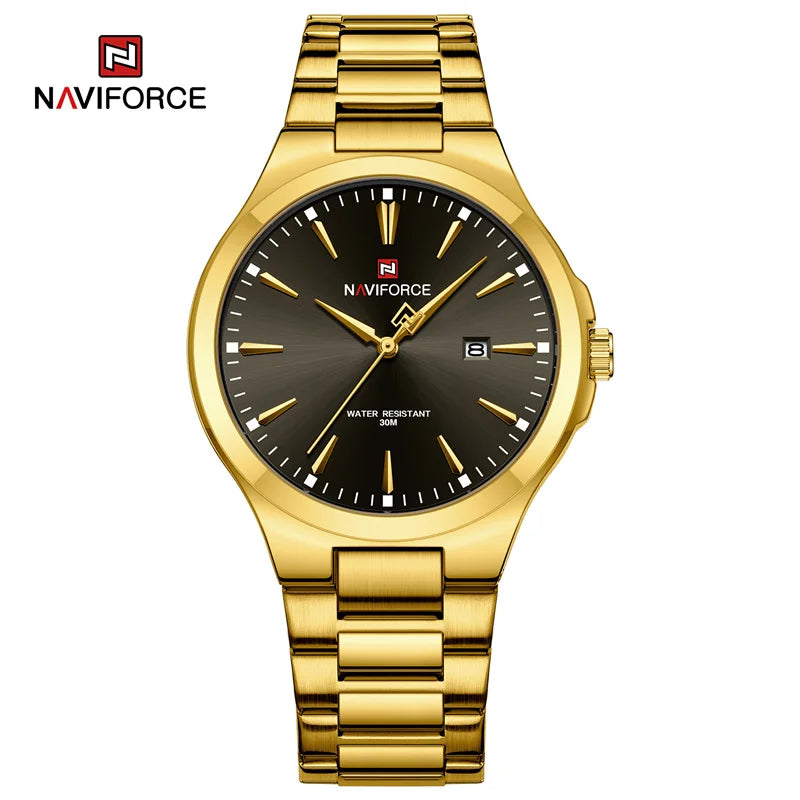 NAVIFORCE Original Design Fashion Men's Watches Stainless Steel Simple Calendar Male Waterproof Wristwatches Relogio Masculino