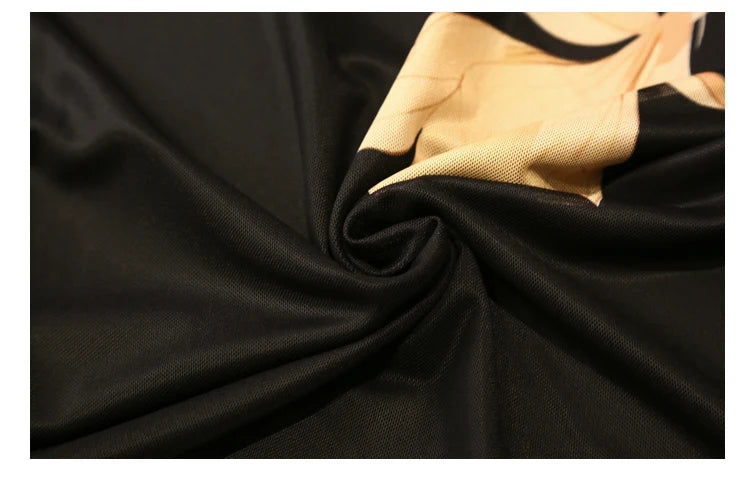 High Neck Long Sleeved Mesh Positioning Printed T-shirt Women Autumn Stretch Slim T Shirts Tops Female Base Tees HF8779