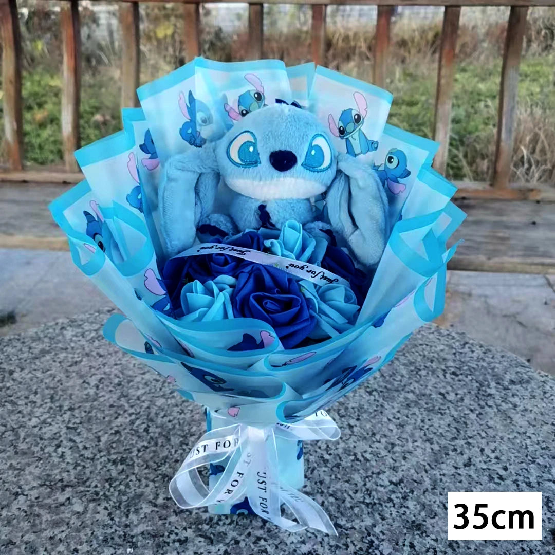 Lilo & Stitch Bouquet Major Holiday Gift PVC Rose Sunflower Anime Stuffed Doll Birthday Girl Valentine'S Christmas Day Girl Gift