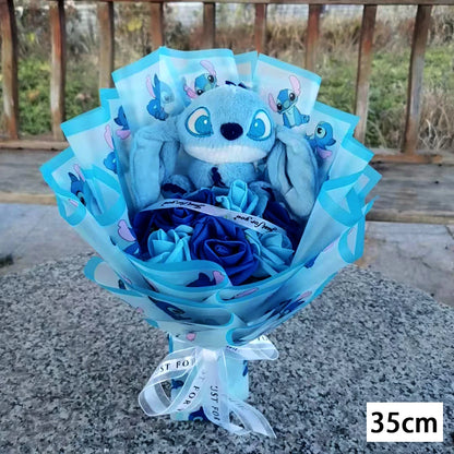 Lilo & Stitch Bouquet Major Holiday Gift PVC Rose Sunflower Anime Stuffed Doll Birthday Girl Valentine'S Christmas Day Girl Gift