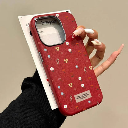 Retro Fashion Floral Leather Pattern Phone Case For iPhone 17 Air 16 15 14 13 12 11 Pro Max 16E 7 8 Plus XS SE2 Shockproof Cover