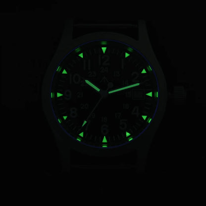 Military Watch Ronda 515 Quartz Movement Domed Sapphire With High Clear AR Coating Luminous 38mm Vintage Watches