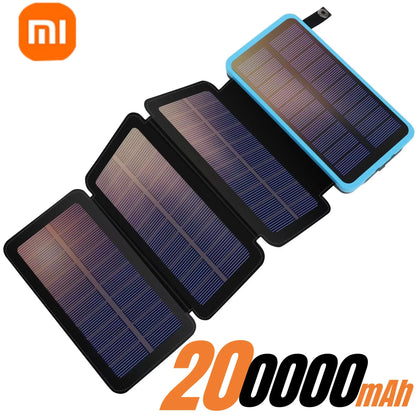 200000mAH Solar Power Bank Folding Solar Panels 5V 2A USB Output Portable Outdoor Camping Sun Power For IPhone Android