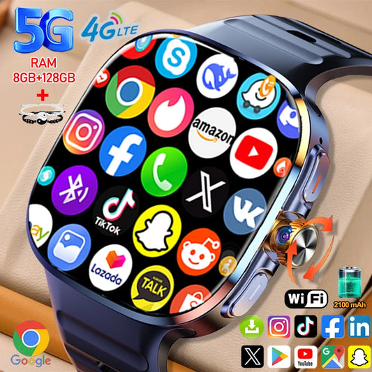 Android 9.0 Smart Watch 2.4 inch AMOLED 2100mah Battery 900W Camera GPS WIFI Google APPS Download Smartwatch