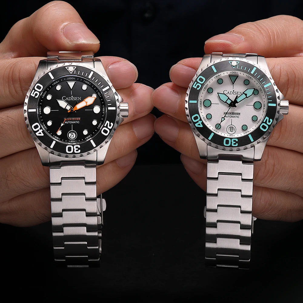 CADISEN AQUA DIVER Brand Luxury Men Watches Automatic Watch Japan NH35A 100M Waterproof Luminous Mechanical Wristwatch