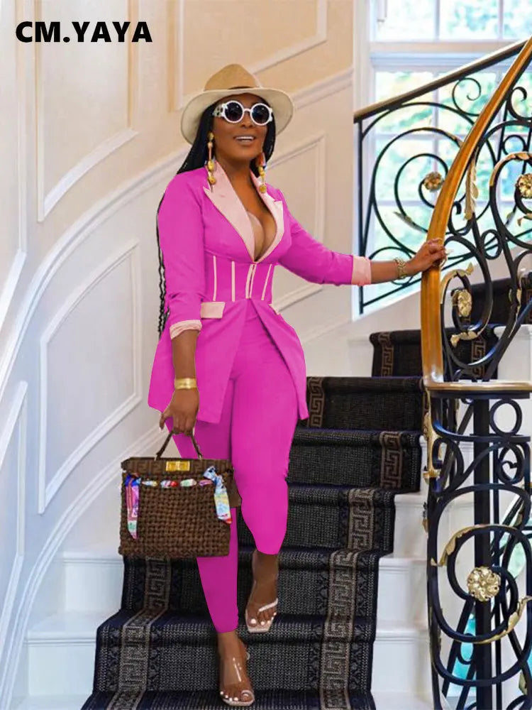 Elegant Suits  Women Corset Blazer and Legging Pants Matching Two 2 Piece Set Outfits Streetwear Lady Tracksuit