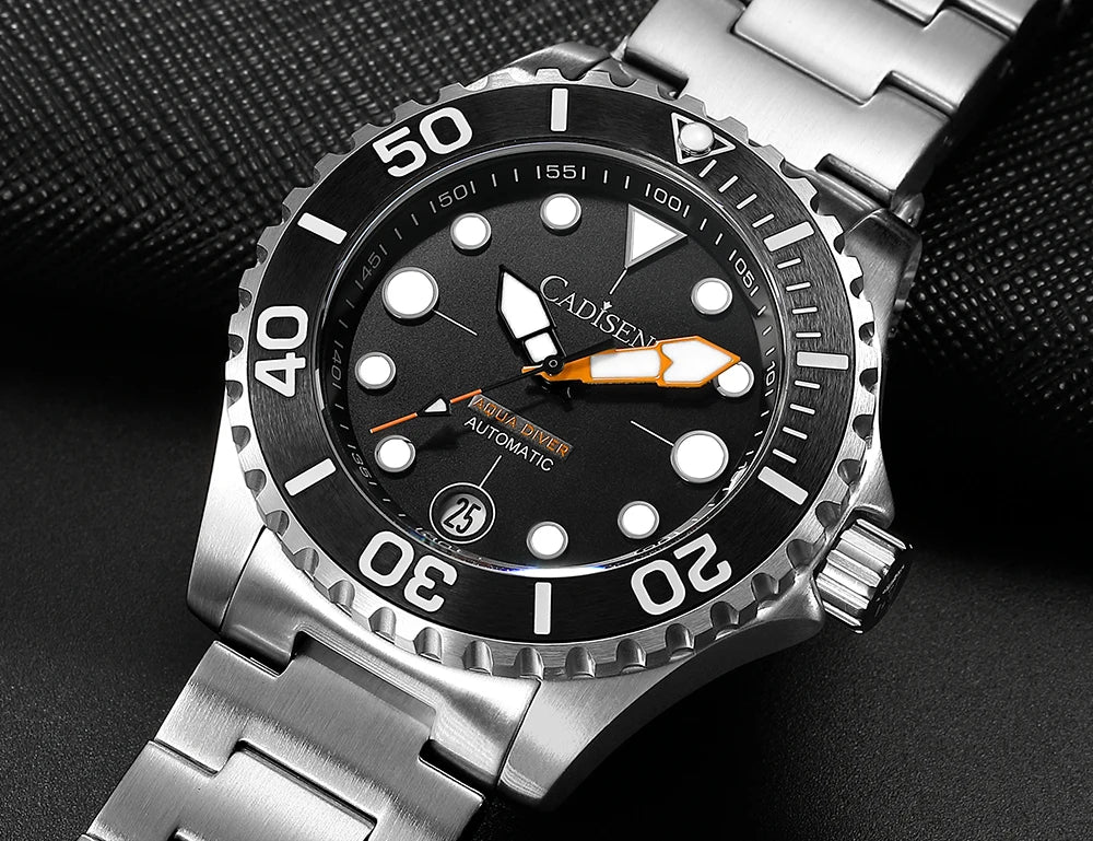 CADISEN AQUA DIVER Brand Luxury Men Watches Automatic Watch Japan NH35A 100M Waterproof Luminous Mechanical Wristwatch