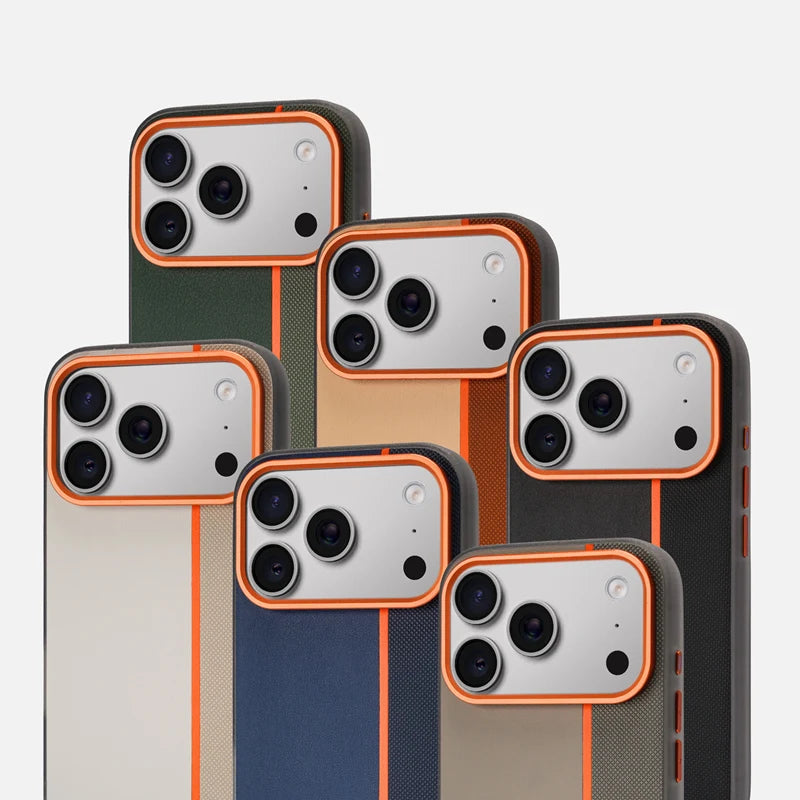 Hit Color PU Leather Texture MagSafe Shockproof Case For iPhone 17 17Pro Max 16 15 14 Alloy Lens Wireless Charging Frosted Cover