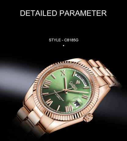 CADISEN New Week Calendar Type watch for men Sapphire mirror 10ATM Automatic Watch MIYOTA 8285 Business Mens All Steel Watches