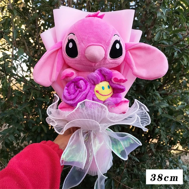 Lilo & Stitch Bouquet Major Holiday Gift PVC Rose Sunflower Anime Stuffed Doll Birthday Girl Valentine'S Christmas Day Girl Gift
