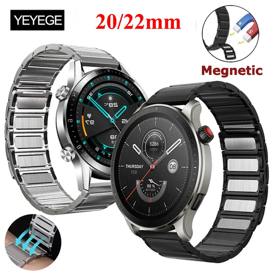 Watch Strap Magnetic Metal Band For Amazfit Bip 3 3Pro GTR 3 4 GTS 2 3 4 4mini Stainless Steel For Huawei GT2 Pro GT3