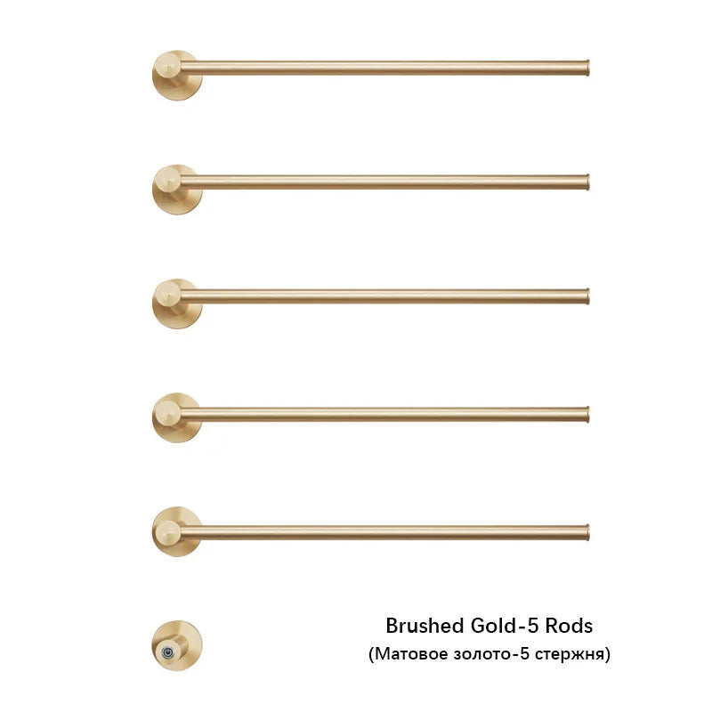 Brushed Gold Electric Heated Towel Rail Stainless Steel Towel Dryer Hidden Cable Electric Towel Rack Towel Radiator Towel Warmer