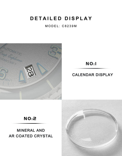 CADISEN Deep Explorer Automatic Mechanical Watch Man Canvas Strap Wristwatch MIYOTA  Luxury Luminous Waterproof Watches