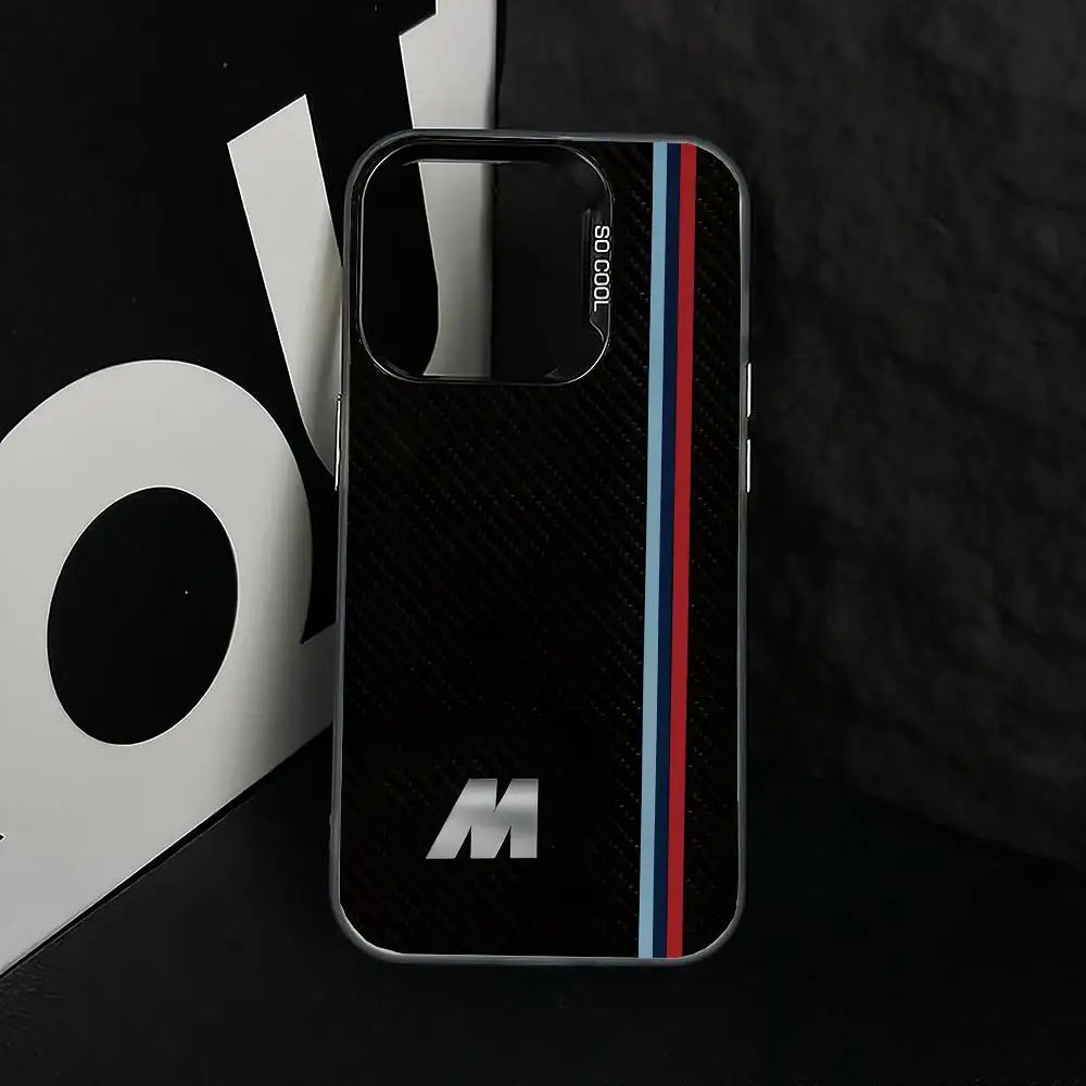 Striped letter M pattern phone case for iPhone 17 16 15 14 13 12 11 Pro Max/Pro/Plus Drop and shock resistant back cover