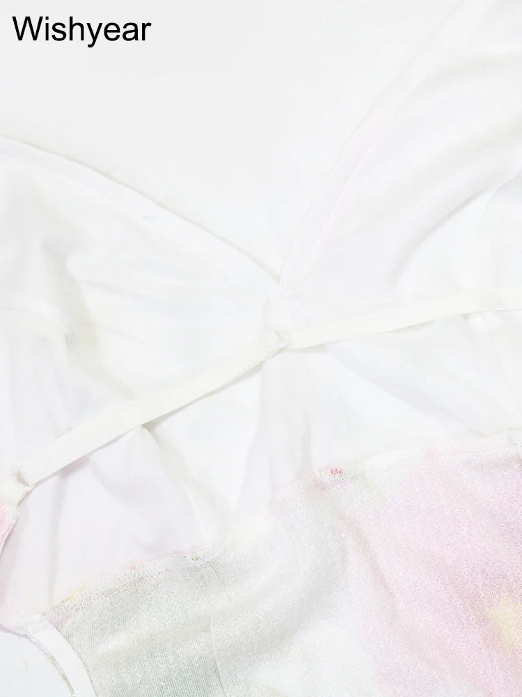 Flower Print Sequins Spaghetti Strap Sleeveless High Slit Long Dress Woman Sexy Vacation Party Birthday Prom Summer Robe