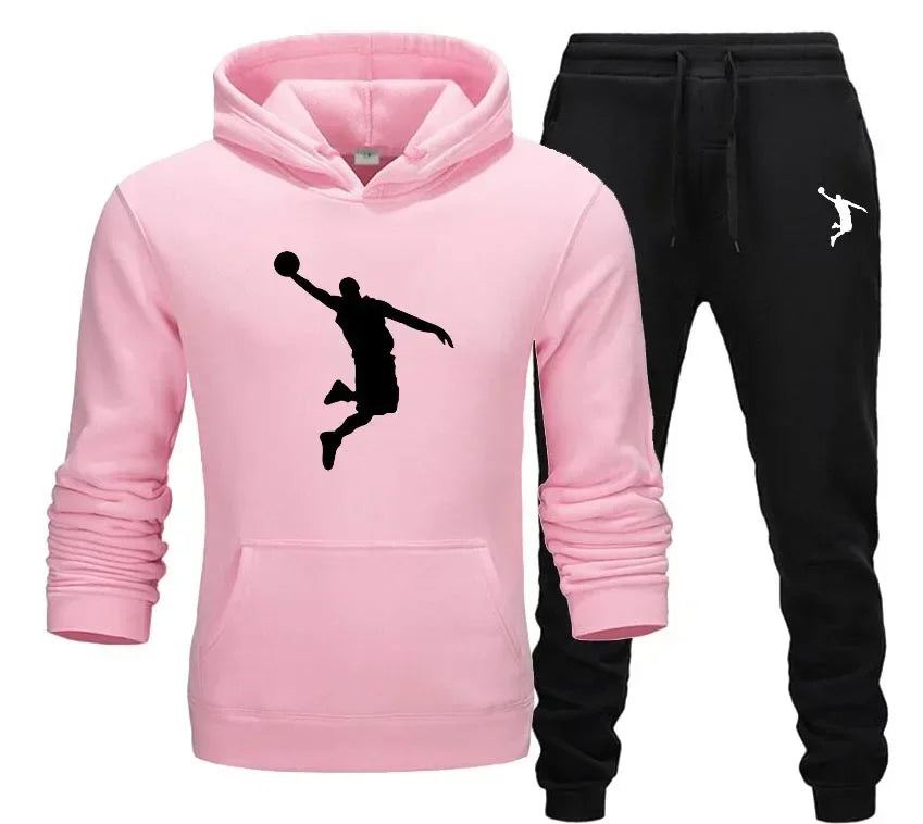 A new 2-piece set for men's casual sports hooded pullovers and sweatpants for outdoor jogging in Europe and America in 2025