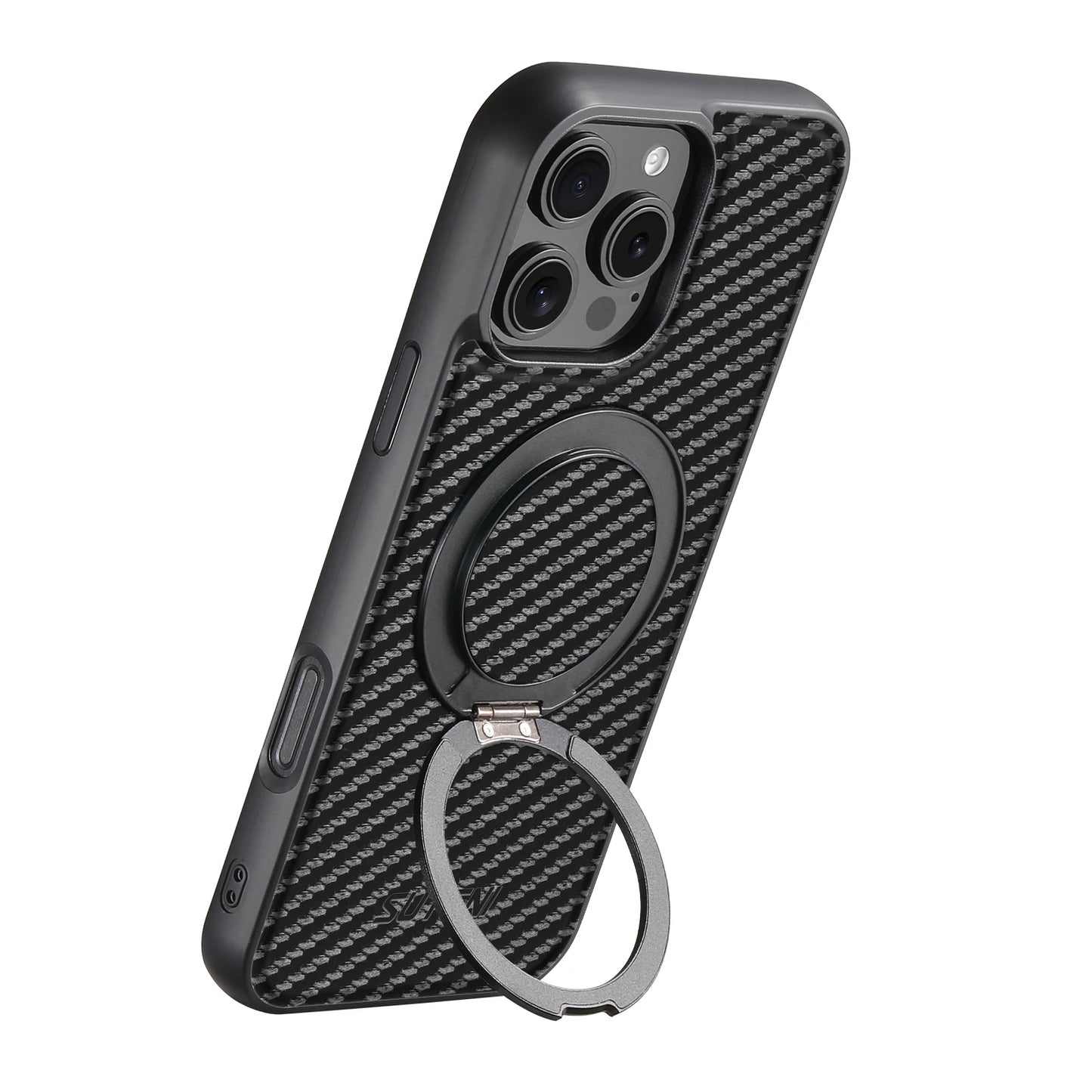 Compatible MagSafe Wireless Charging Strong Magnetic 360° Rotating Ring Stand PU Leather Phone Case For iPhone 17 16 15 14 13 12