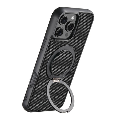 Compatible MagSafe Wireless Charging Strong Magnetic 360° Rotating Ring Stand PU Leather Phone Case For iPhone 17 16 15 14 13 12