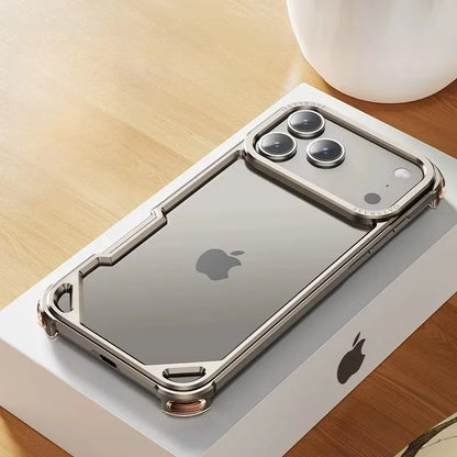 For iPhone 17 16 15 Pro Max 17Air Aviation Aluminum Alloy Frame Bumper Phone Case Metal Frameless Hollow Heat Dissipation Cover