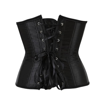 BurVogue Women's Satin Underbust Corset Bustier Waist Training Cincher Plus Size  Lace Up Bustiers & Corsets