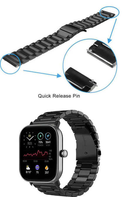 WatchBand For Amazfit Active/GTS 2/3/4 Mini Strap GTR 2/3/4 42 47mm stainless steel Bracelet For Amazfit Bip 3 5 Band