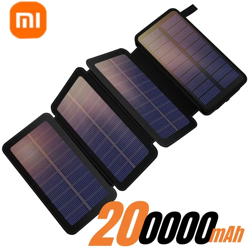 200000mAH Solar Power Bank Folding Solar Panels 5V 2A USB Output Portable Outdoor Camping Sun Power For IPhone Android