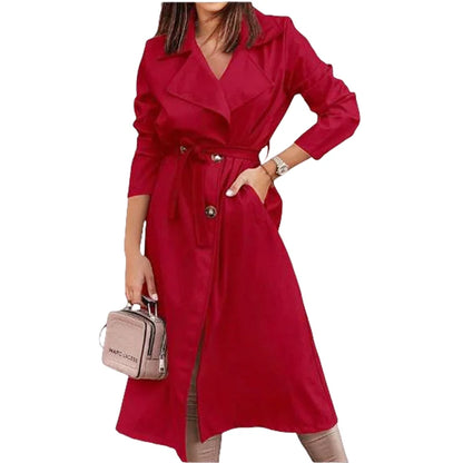 Women's Wool Blends Coats Double Breasted Thin Women's Trench Coat Casual Winbreaker With Belt Trench for Ladies
