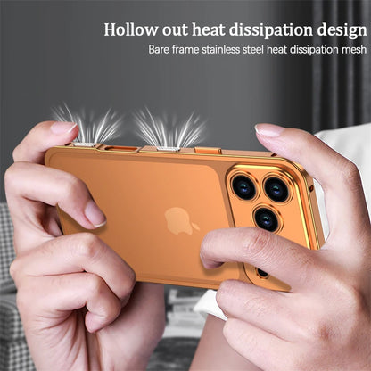 Metal Frame Bumper Phone Case For iPhone 17 16 15 14 13 Pro Max Plus 17Air Aluminum Alloy Lens Heat Dissipation Shockproof Cover