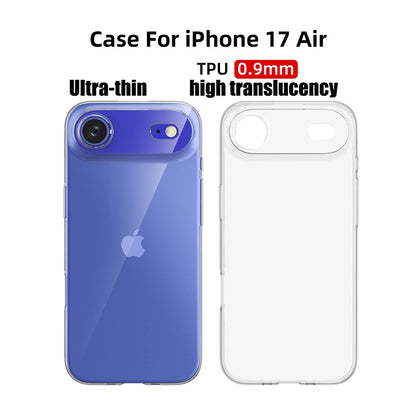 Ultra thin 0.9mm Case For iphone 17 pro max 17 air 16 16e Does not affect wireless charging highly transparent TPU soft cover