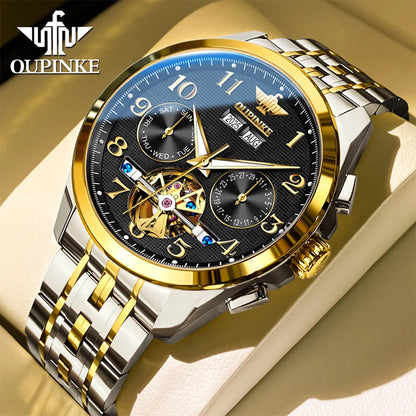 OUPINKE 3263 Automatic Mechanical Watch Multifunctional Dial Auto Date Waterproof Night light Watch Original Brand