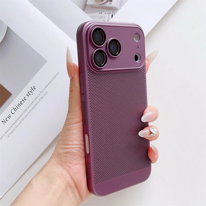 Thin Cooling Heat Dissipation Phone Case For iPhone 17 16 15 14 13 12 11 Pro Max Plus Breathable Hard Back Solid Color Cover