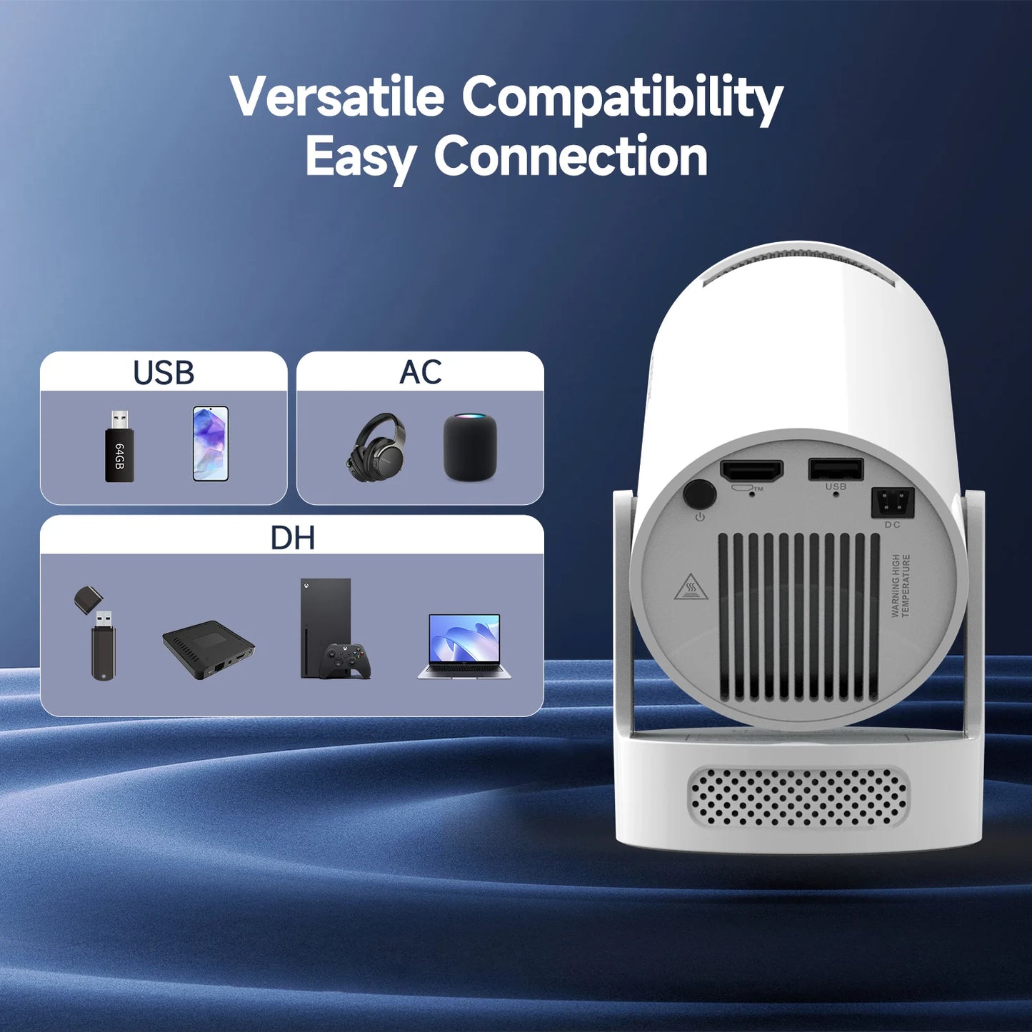 Magcubic HY300 Pro + Projector 4K 720P With 5W Speaker Android 11 8000 Lumens WiFi 6 BT5.4 Outdoor Video Home Theater Projector