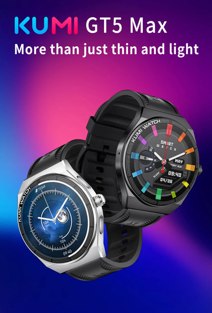 KUMI GT5 Max Smartwatch 1.39inch IPS Full Screen Men Women Bluetooth Call 100+ Sport Heart Rate Tracker IP68Waterproof