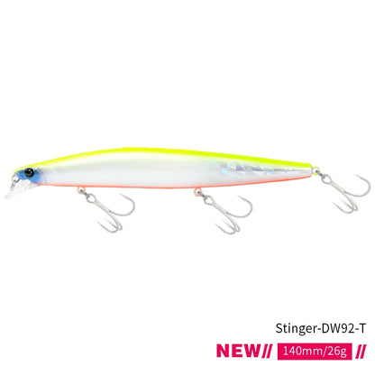 Minnow Sea Fishing Lure STINIGER 140mm 26g Piston Weight Ultra Long Casting Seabass Inshore Hard Baits