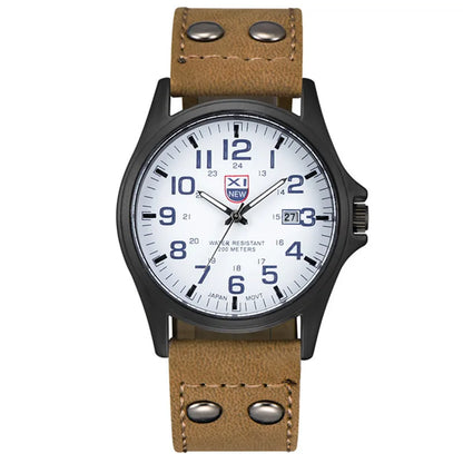 Genuine XINEW Brand Men Watches Black Students Fashion Leather Band Sports Date Quartz Wrist Watch Montre Homme Reloj Hombre