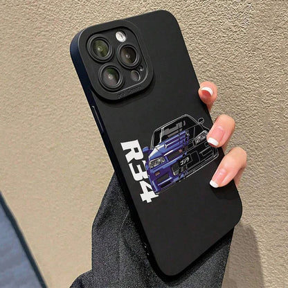 Case For iPhone 14 13 15 16 17 Pro Max Air 16E 11 12 8 7 15 16 Plus SE2 Stylish Car Pattern Shockproof Soft Back Cover