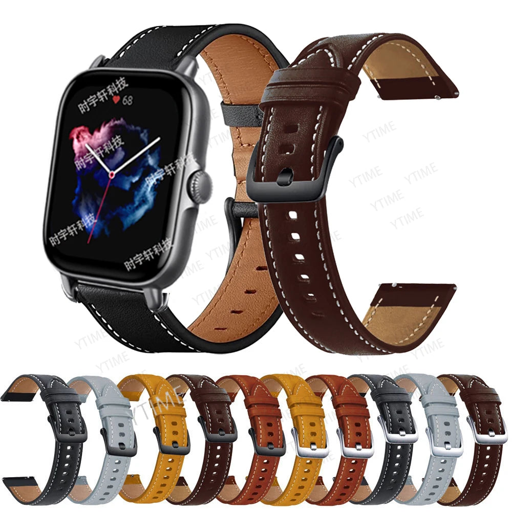 Strap For Amazfit Active/GTS 4 Mini/GTS 3/GTS 2/GTS 2E Leather Band Bracelet For Amazfit GTR 42mm/Mini Watchband Wristband