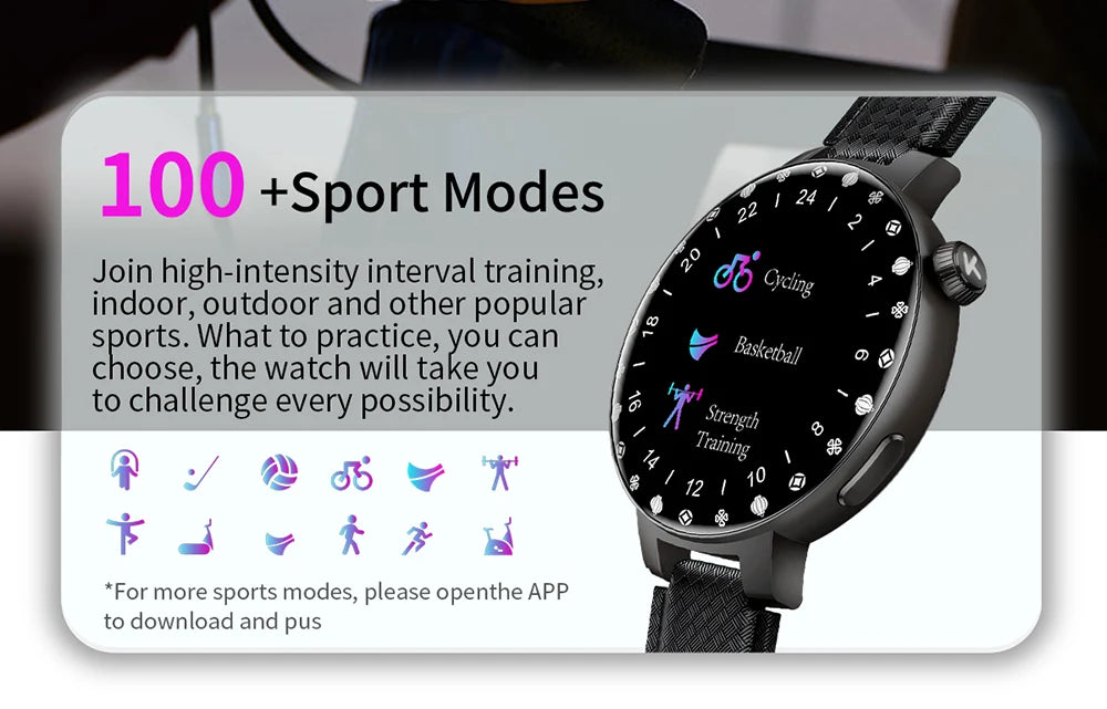 KUMI GT6 Pro 1.3" 360*360 AMOLED Smart watch 100+Sport Modes IP68 waterproof Bluetooth call Sleep Healthy Monitor for iOSAndroid