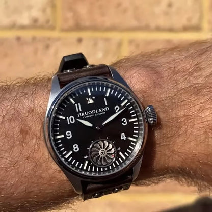 Hruodland F016 Pilot Watch Seagull Movement Mechanical BGW-9 Luminous Sapphire Crystal F016 Turbine 43mm Men Retro Pilot Watch