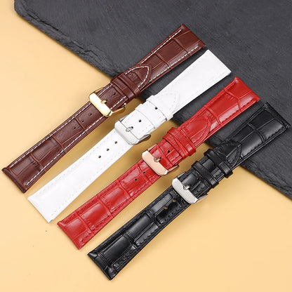 Calfskin Leather Watch Strap 18mm 20mm 22mm 24mm Watchband For Women Men Watch Accessories Solid Buckle Black Brown